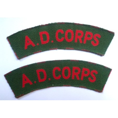 Pair Army Dental Corps Printed Cloth Shoulder Titles - British Military Insignia