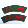 Pair Army Dental Corps Printed Cloth Shoulder Titles - British Military Insignia