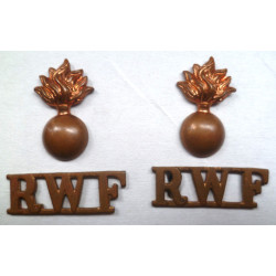 Pair WW2 Royal Welsh Fusiliers Shoulder Titles - British Military Insignia