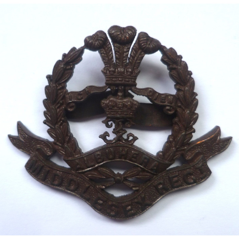 WW2 Middlesex Regiment Officer's Bronze Cap Badge - British Military Insignia