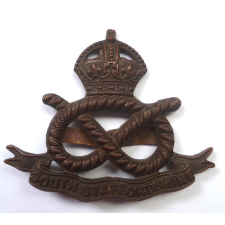 WW2 South Staffordshire Regiment Officer's Bronze Cap Badge - British Military Insignia