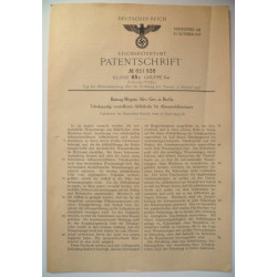 German Patent from 1937 issued by the Reichspatentamt - Third Reich Insignia