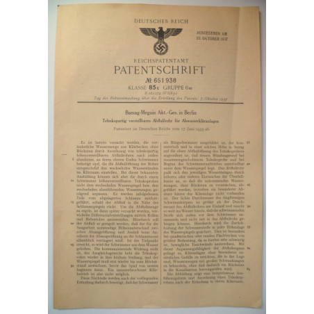 German Patent from 1937 issued by the Reichspatentamt - Third Reich Insignia