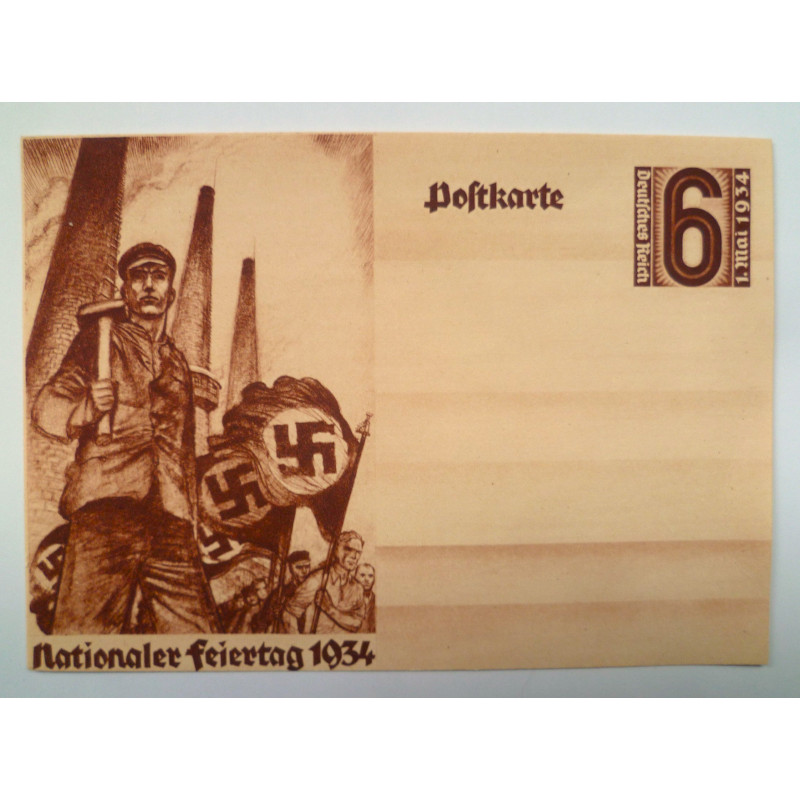 German NSDAP National Holiday Postcard 1934 - Third Reich Insignia