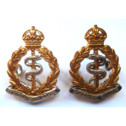 Pair Royal Army Medical Corps Officer's Collar Dog/Badges