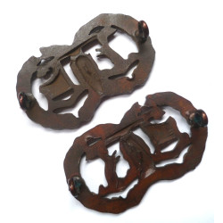 WW1 Argyll & Sutherland Highlanders Officers Bronze Service Dress Collar Badges- British Military Insignia