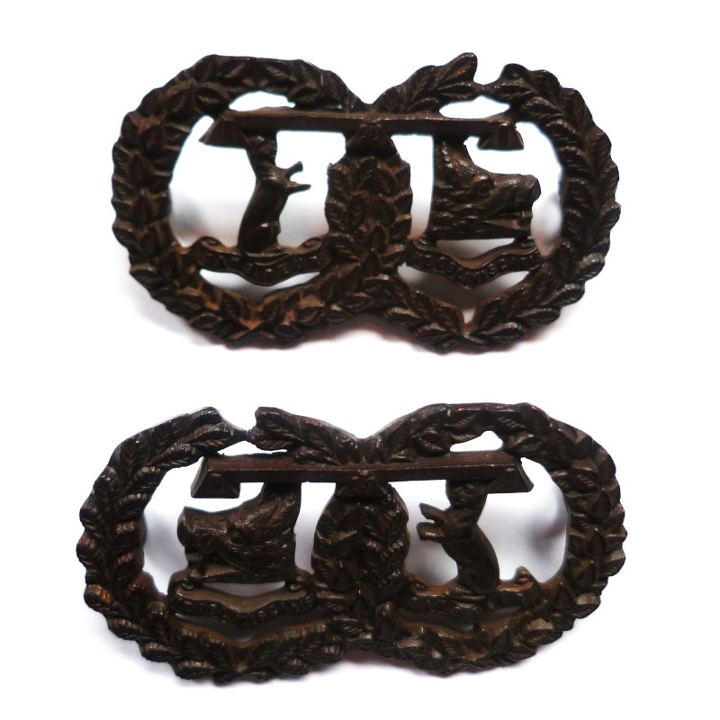 WW1 Argyll & Sutherland Highlanders Officers Bronze Service Dress Collar Badges