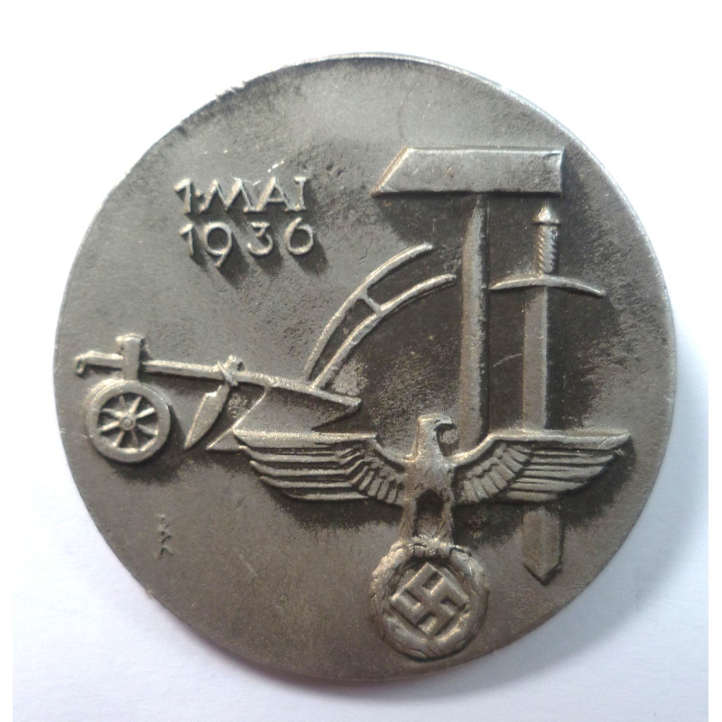 German 1st May 1936 Tinnie - Third Reich Insignia