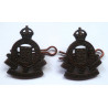 Pair Royal Army Ordnance Corps Officers Bronze Service Dress Collar Badges- British Military Insignia