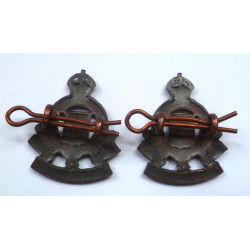 Pair Royal Army Ordnance Corps Officers Bronze Service Dress Collar Badges- British Military Insignia