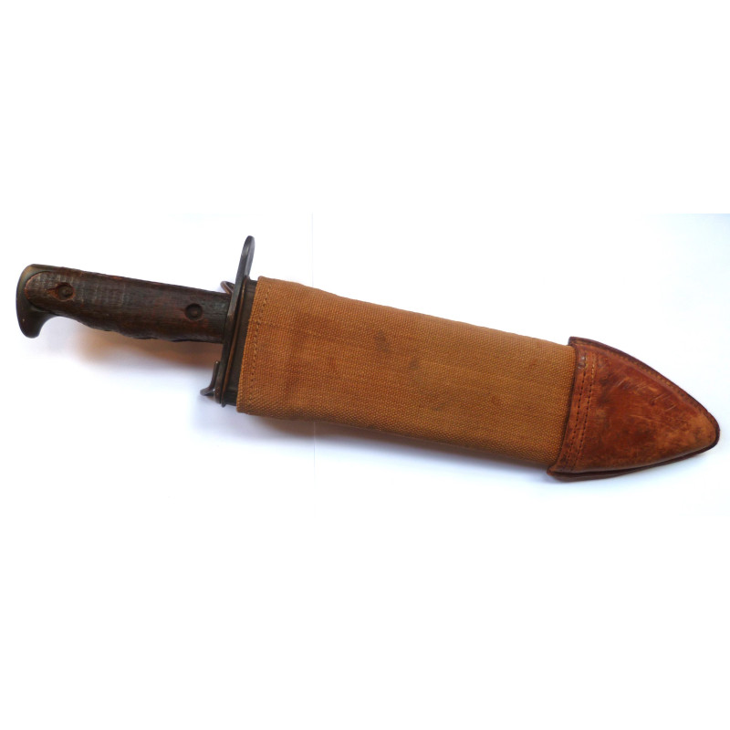 WWI Model 1917 Bolo Knife by Plumb Philadelphia Dated 1918 with Canvas Scabbard - United States