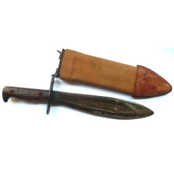 WWI Model 1917 Bolo Knife by Plumb Philadelphia Dated 1918 with Canvas Scabbard - United States