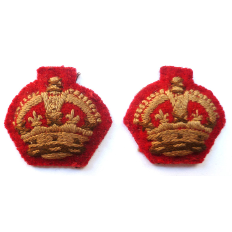 Pair Of Infantry Major's Rank Crowns- King's Crown - British Military Insignia