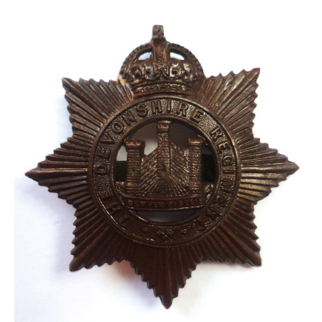 The Devonshire Regiment Officers Bronze Cap Badge - British Military Insignia