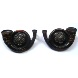 King’s Own Yorkshire Light Infantry Officers Bronze Collar Badges -KOYLI - British Military Insignia