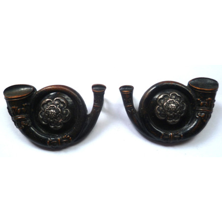 King’s Own Yorkshire Light Infantry Officers Bronze Collar Badges -KOYLI - British Military Insignia