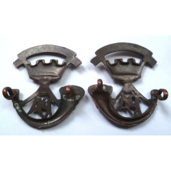 WW2 Somerset Light Infantry Light Infantry Officers Bronze Collar Badges -SLI- British Military Insignia