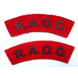 Pair Of WW2 Royal Army Ordnance Corps Cloth Shoulder Titles - RAOC- British Military Insignia
