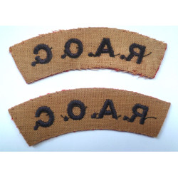 Pair Of WW2 Royal Army Ordnance Corps Cloth Shoulder Titles - RAOC- British Military Insignia