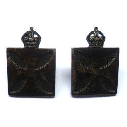 Pair WW1 Royal Army Chaplains Department Collar Badges - British Military Insignia