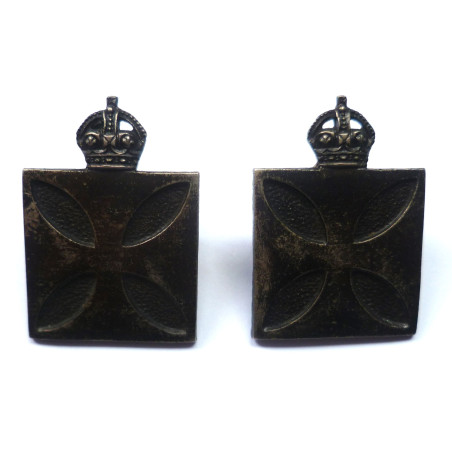 Pair WW1 Royal Army Chaplains Department Collar Badges - British Military Insignia