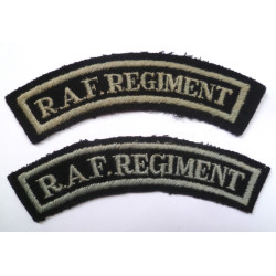 Pair Royal Air Force Regiment Shoulder Title - RAF - British Military Insignia