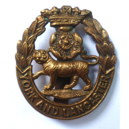 WW1 York and Lancaster Regiment Economy Brass Cap Badge  - British Military Insignia
