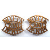 Pair WW1 Notts And Derby Brass Shoulder Titles - British Military Insignia