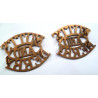 Pair WW1 Notts And Derby Brass Shoulder Titles - British Military Insignia