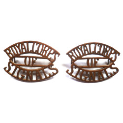 Pair Royal Corps Of Signals Brass Shoulder Titles - British Military Insignia