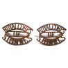 Pair Royal Corps Of Signals Brass Shoulder Titles - British Military Insignia