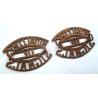 Pair Royal Corps Of Signals Brass Shoulder Titles - British Military Insignia
