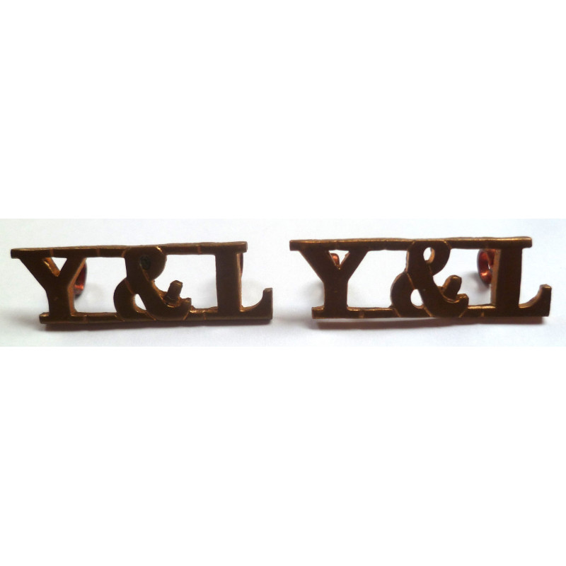 Pair York And Lancaster Regiment Shoulder Title - British Military Insignia