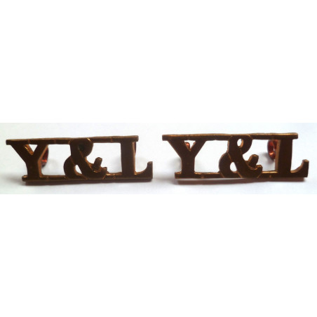Pair York And Lancaster Regiment Shoulder Title - British Military Insignia