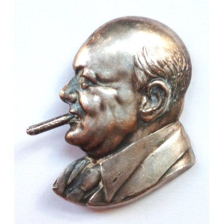 Patriotic Winston Churchill Silver Brooch - British Military Insignia