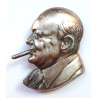 Patriotic Winston Churchill Silver Brooch - British Military Insignia