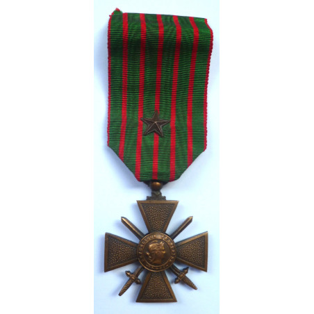 Croix de Guerre 1914-18 Medal With Bronze Star - French Republic - World War One