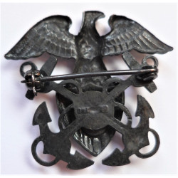 WW2 US Navy Blackened Overseas Hat Badge Seabee Or Medical
