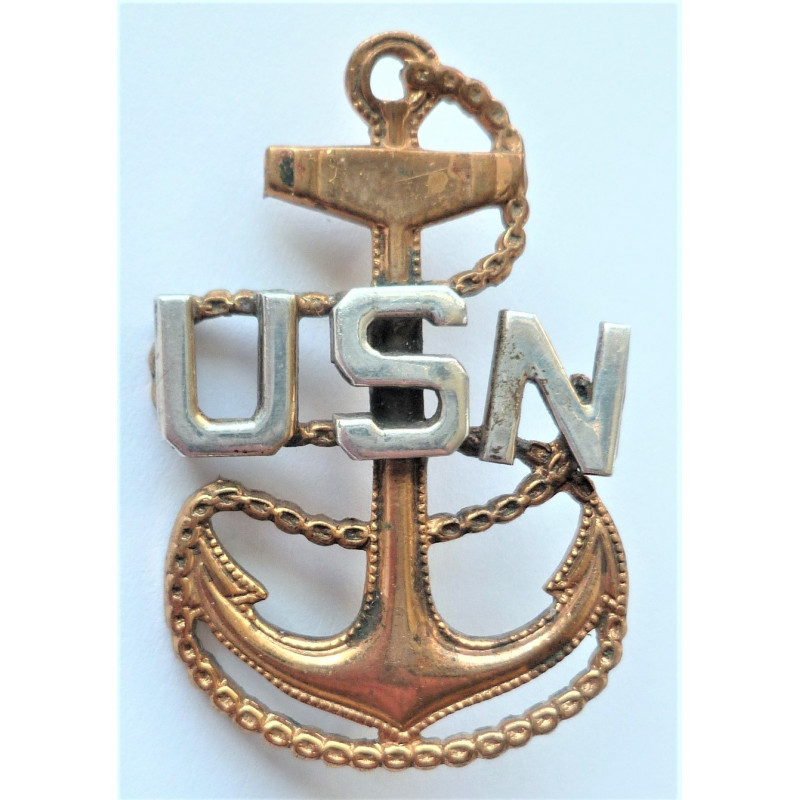 WW2 United States Navy Petty Officers Sterling Cap Badge ACID TEST