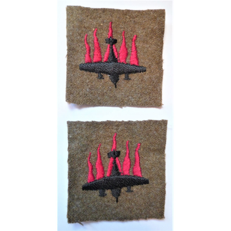 Pair 5th Anti-Aircraft Division Formation Sign Cloth Patch British Army