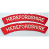 Pair WWII Hertfordshire Regiment Cloth Badge Shoulder Titles