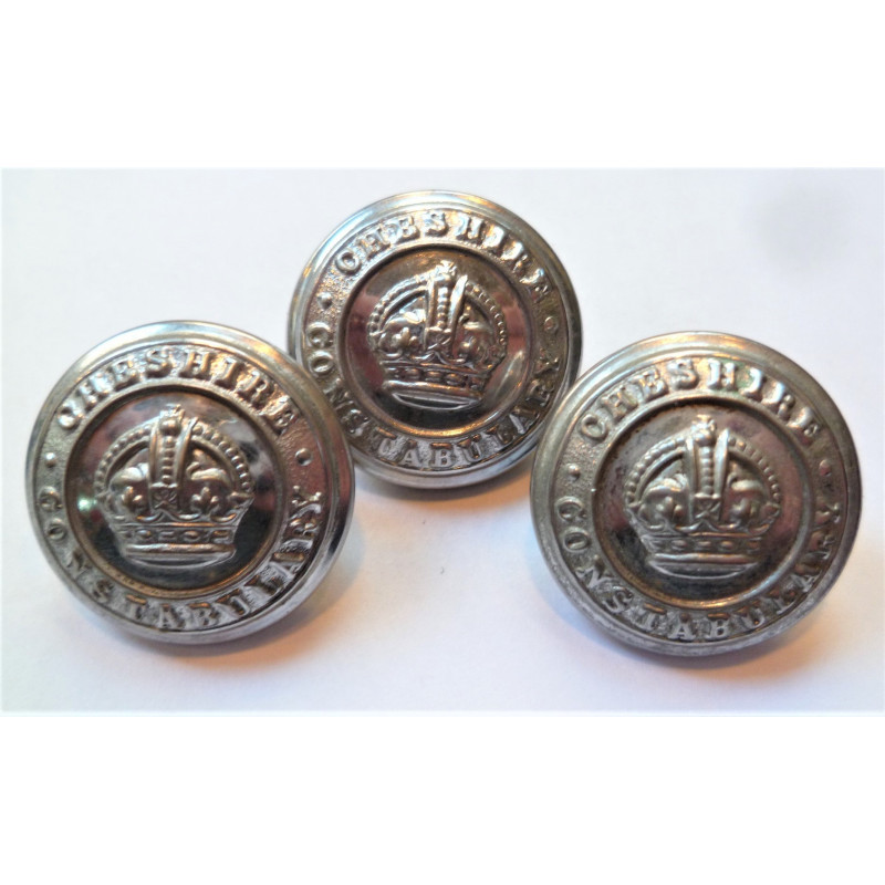 3 x Cheshire constabulary button 23mm Kings Crown