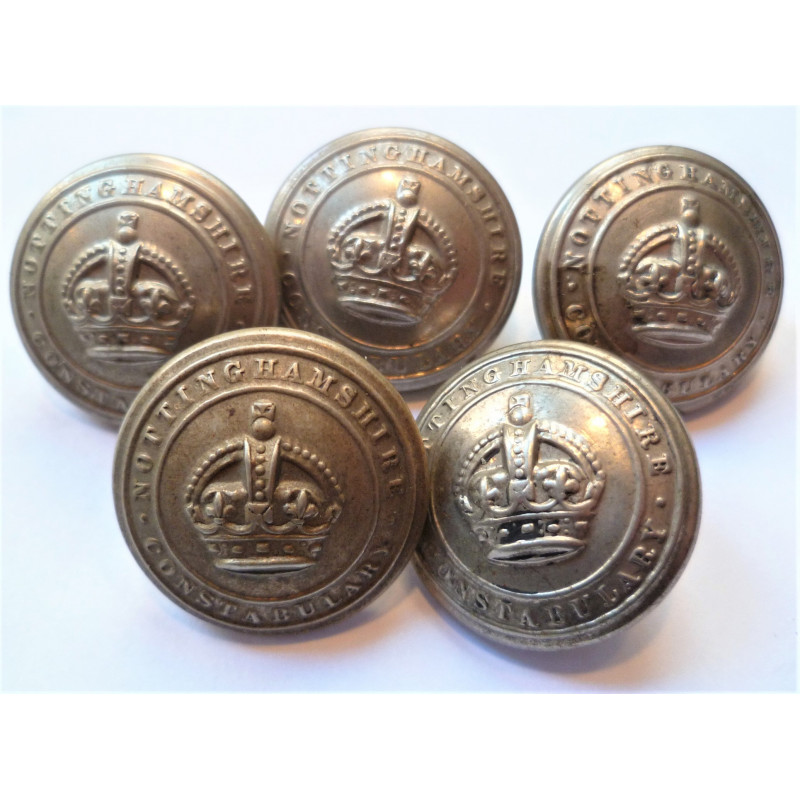 5 x Nottinghamshire constabulary button 23mm Kings Crown