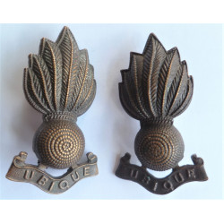 Pair WW2 Royal Artillery Officers Bronze Collar Badges