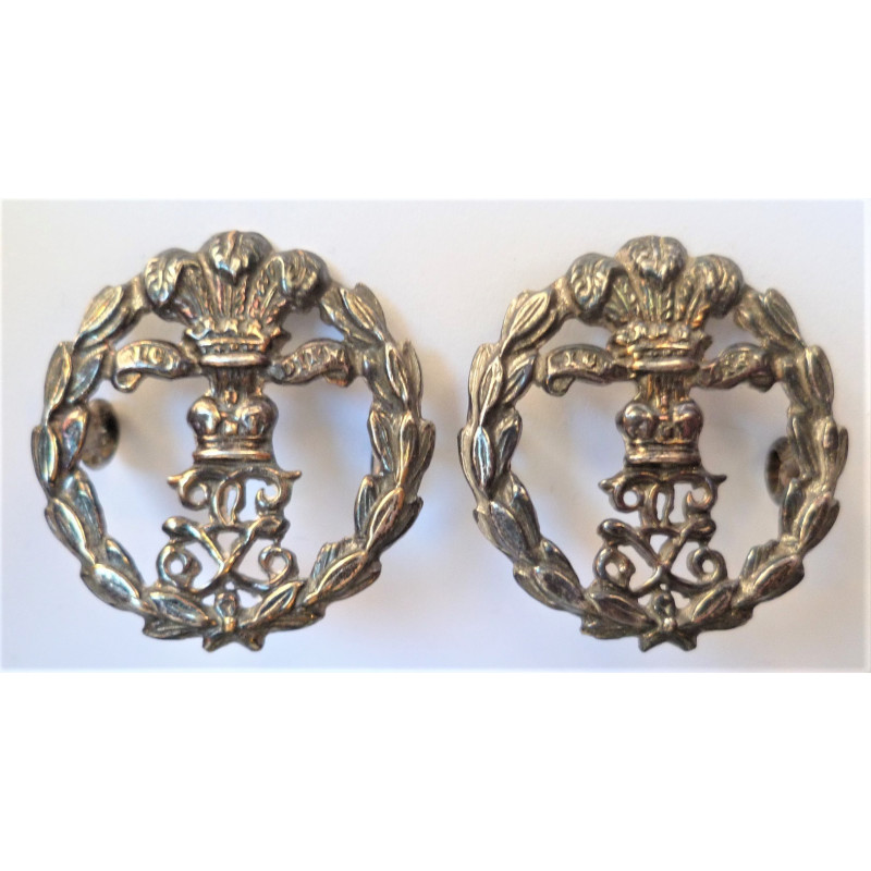 WW1 Pair 7th,8th,9th Bn Middlesex Regiment Silver Officers Collar Badges