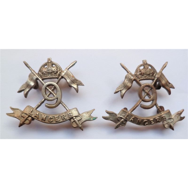 Pair 9th Queens Royal Lancers Collar/ Dogs Badge