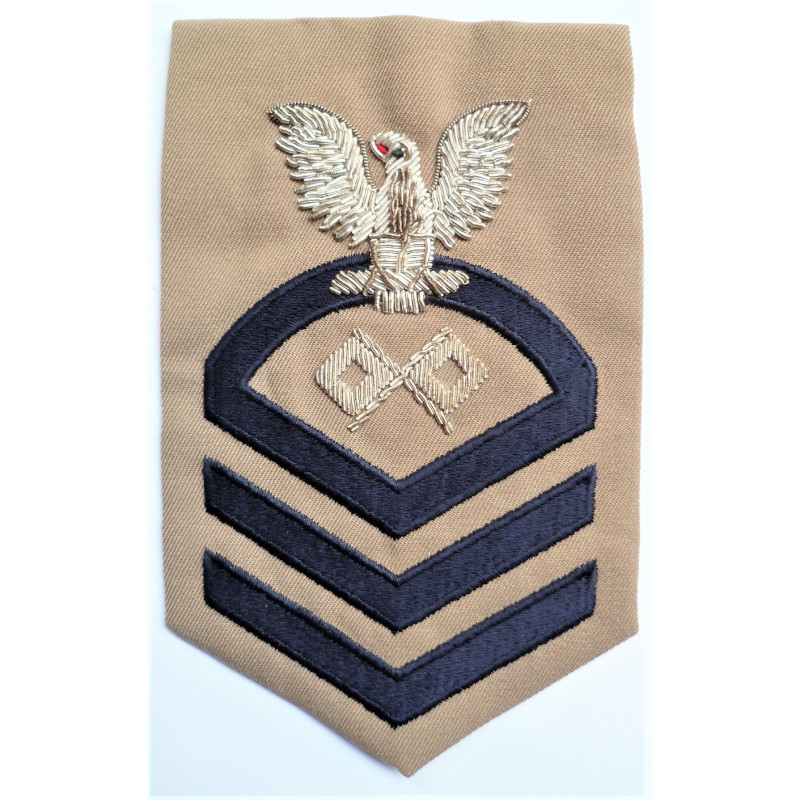 WW2 United States Navy Signalman Rating Silver Bullion Cloth Badge