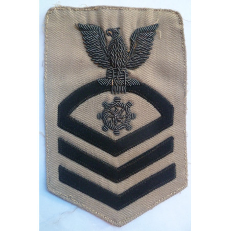United States Navy Chief Quartermaster Bullion Rating Trade Badge Khaki