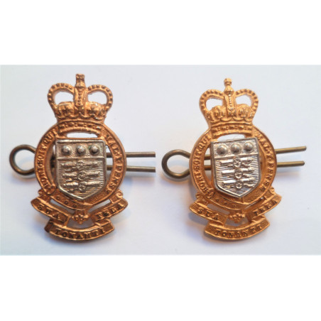 Pair Royal Army Ordnance Corps Officers Collar Badges